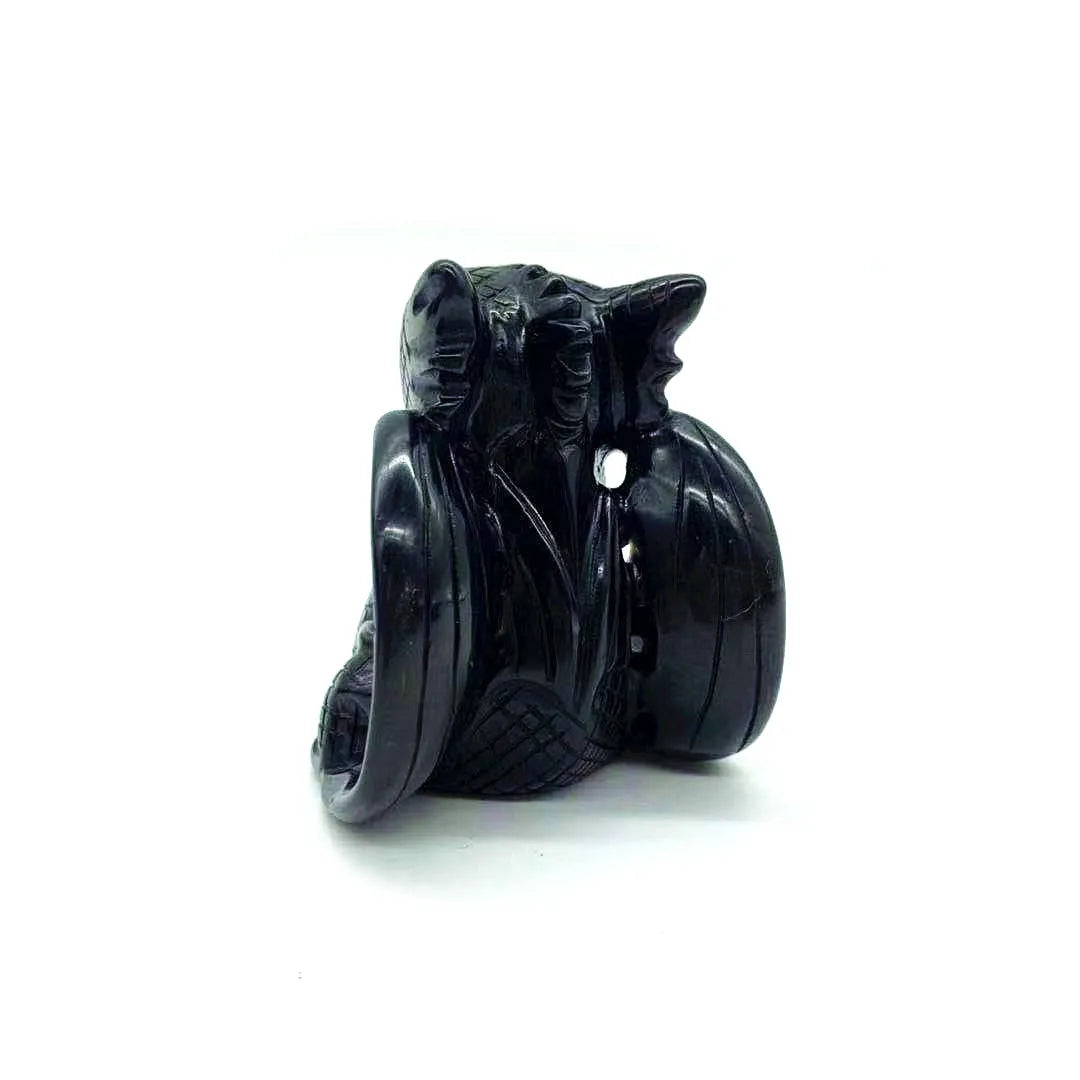 Wholesale hand carved   obsidian toothless little dragon cute crystal crafts gifts