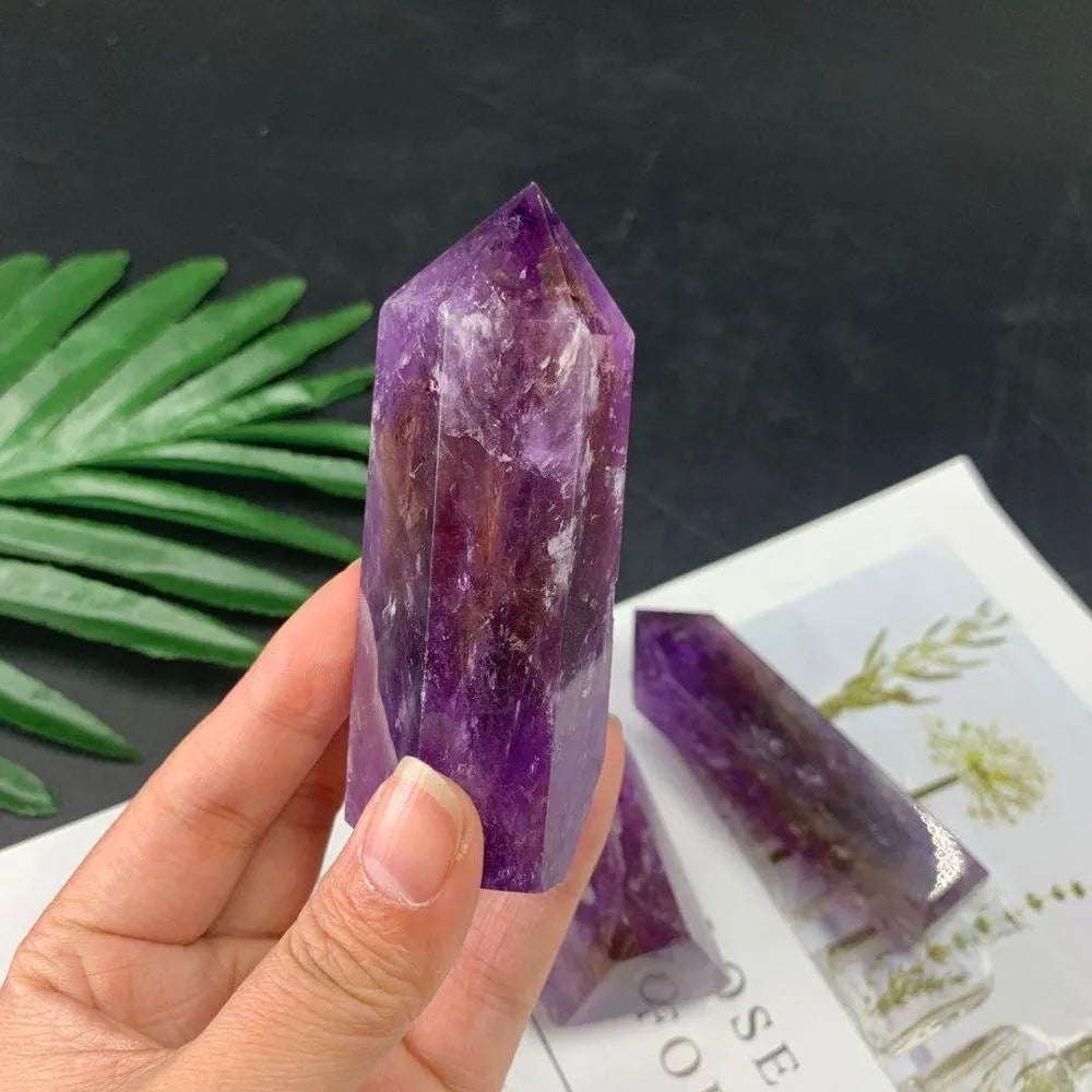 Natural Crystal Amethyst Point Fengshui Purple Wand Healings Reiki Crystal Stone For healing